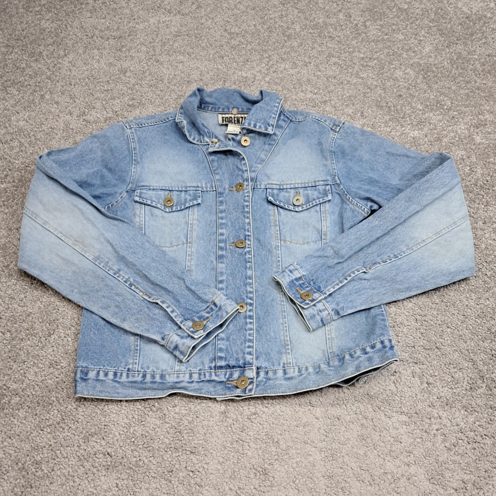 Forenza Vintage Light Wash Denim Trucker Jacket Size Medium 32-0202-5 Blue